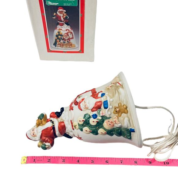 LIGHTED SANTA BELL Christmas Around The World Decoration Night Light Table Lamp - Picture 8 of 10